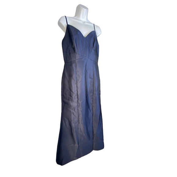 Alfred Sung Maxi Length Spaghetti Strap Mermaid Dress In Midnight Navy Size 10R - Picture 4 of 11